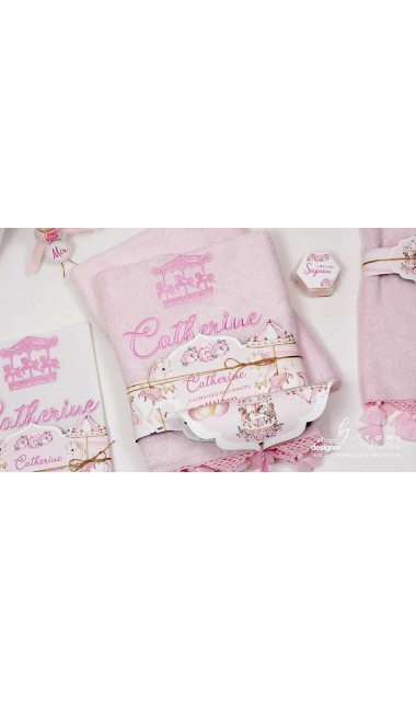 Trusou botez fetita tematic si personalizat cu ponei Pink Carousel 20